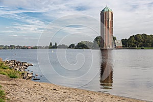 Water tower near lake in Aalsmeer, The Netherlands