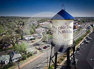 Water tower in Olde Town Arvada, Colorado