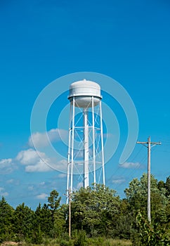 Water tower outside of a small american town