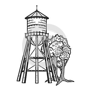 Water tower sketch vector illustration