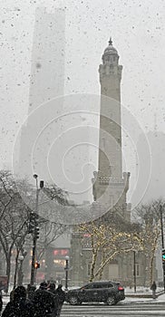 Water Tower in Snow Storm