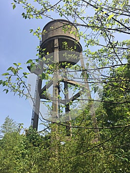 Water tower in spring