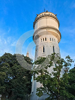 Water tower in Square Claude Charpentier, Montmartre, Paris, on a sunny day