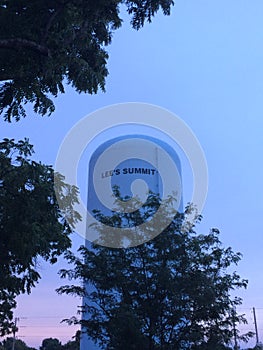 Water tower at sunset