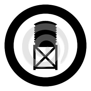 Water tower tank storage industrial construction icon in circle round black color vector illustration image solid outline style