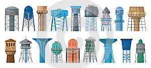 Water tower vector cartoon set icon. Vector illustration tank reservoir on white background. Isolated cartoon set icon