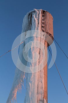 Water tower winter ice