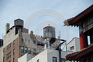 Water towers and buildings