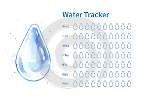 Water tracker with water drop