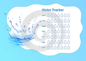 Water tracker with watercolor splash crown