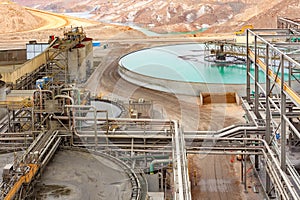 The water treatment facility at a copper mine