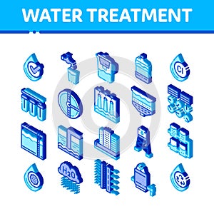 Water Treatment Items Vector Isometric Icons Set