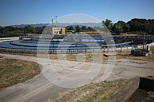 Water treatment plant. Nasty treatment sewage water factory slimy wastewater