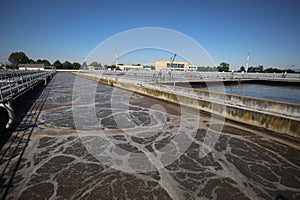 Water treatment plant. Nasty treatment sewage water factory slimy wastewater
