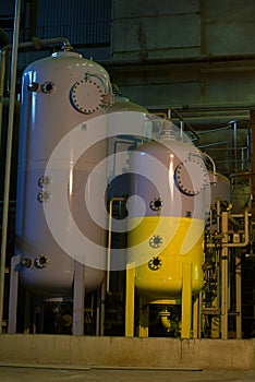 Water treatment tanks on factory