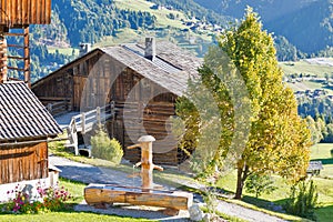 Water trough for farm animals in Alps mountains village