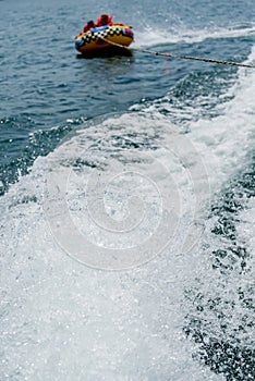 Water tubing on a lake