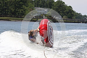 Water tubing wipeout photo