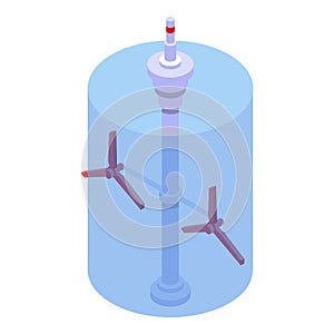 Water turbine energy icon, isometric style