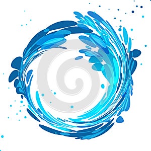 Water twisted splash round shape, vector illustration