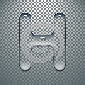 Water typeface with transparent pattern letter H