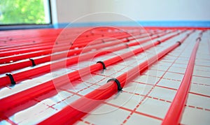 Water underfloor heating pipes