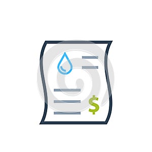 Water utility bill color icon