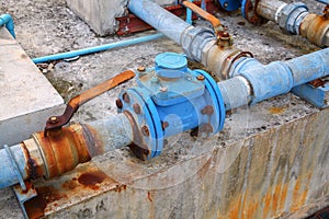 Water valve plumbing joint , steel rust industrial old tap pipe