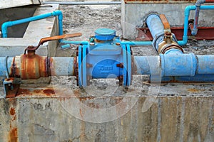 Water valve plumbing joint , steel rust industrial old tap pipe