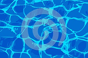 Water vector background, ripple and flow with waves. Summer blue swiming pool pattern. Sea, ocean surface. Overhead top