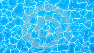 Water vector background, ripple and flow with waves. Summer blue swiming pool pattern. Sea, ocean surface. Top view