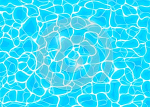 Water vector background, ripple and flow with waves. Summer blue swiming pool pattern. Sea, ocean surface. Top view