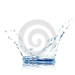 Water vector. blue splash on white with drops. 3d illustration. background. eps10.