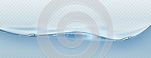 Water vector wave transparent surface with bubbles of air