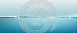 Water vector wave transparent surface with bubbles of air