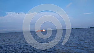 Water vehicle on river floating a vehicle