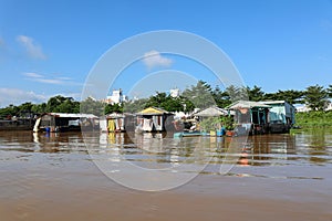 water village on mekong delta