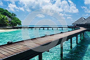 Water villas at Adaaran Club Rannalhi resort in Maldives