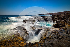 Water vortex, Bufadero de la Garita, Telde, Gran Canaria, Spain