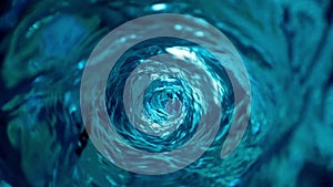 Water Vortex Swirling Anticlockwise in Slow Motion - Top View from Inside