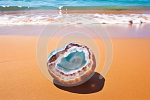 water-washed agate stone on a beach
