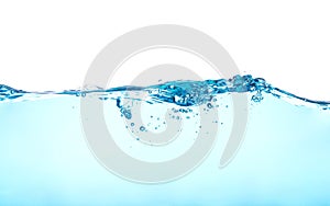 Water with water waves and bubbles separately on a white background