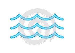 Water wave 3d icon. Sea, ocean, river line symbol. Blue waves design. Vector illustration