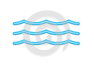 Water wave 3d icon. Sea, ocean, river line symbol. Blue waves design. Vector illustration