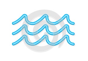 Water wave 3d icon. Sea, ocean, river line symbol. Blue waves design. Vector illustration