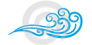 Water wave art line, water wave ocean graphic symbol, water splash ripples light blue, ocean sea surface graphic, aqua flowing