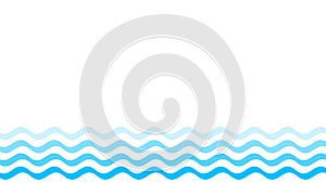 Water wave blue line stroke isolated on white background, water wave blue smooth simple, art line water wave for banner design