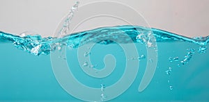 Water wave blue splash background isolated,motion liquid shape stream curve,  bubbles to clean drinking water purity and freshness