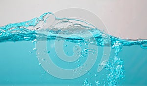 Water wave blue splash background isolated,motion liquid shape stream curve,  bubbles to clean drinking water purity and freshness