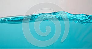 Water wave blue splash background isolated,motion liquid shape stream curve,  bubbles to clean drinking water purity and freshness